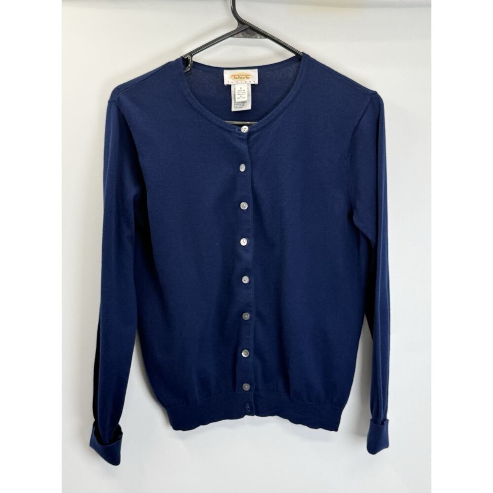 Talbots Petites Blue Cotton Cardigan Sweater Petite Small Classic Minimalist